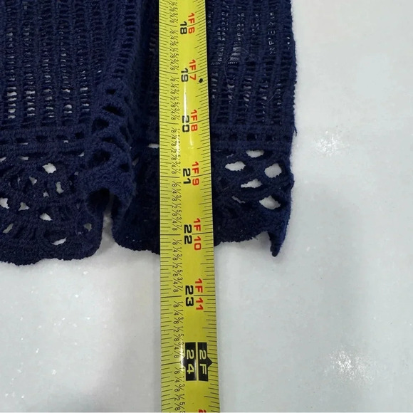 NWOT ANTHROPOLOGIE James Coviello Navy Crocheted Lace Short Sleeve Top, XS - Picture 6 of 8